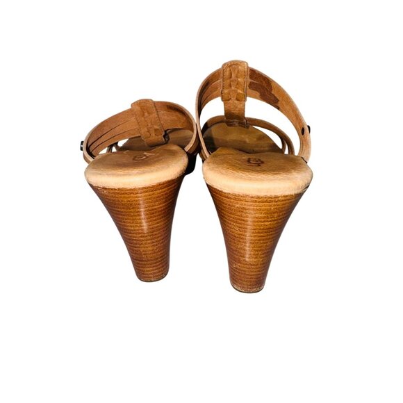 UGG Australia Mattie Leather Platform Wedge Strappy Sandals 8 Stacked Heels 70s - Picture 8 of 10